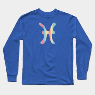 Pastel Rainbow Pisces Zodiac Sign Design Long Sleeve T-Shirt